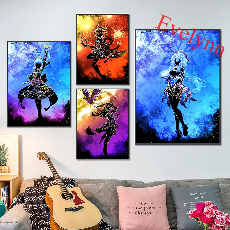 

Electronic Games Genshin Impact Anime Girl Poster For Living Room Cuadros Home Decor Prints On Canvas Wall Art Picture Gift