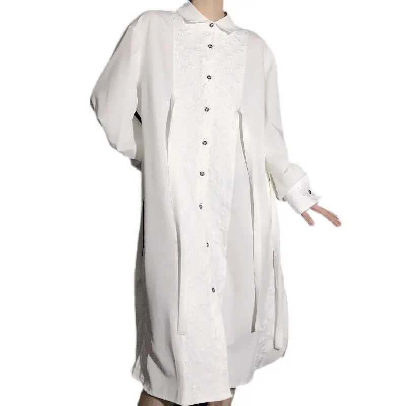 

XITAO Irregular Bandage Dress Solid Color Jacquard Splicing Casual Loose Fashion Temperament Women 2021 Summer New LDD1515