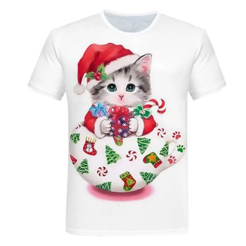 

2021New 3D Kawaii Cat Men And Women Casual T-Shirt Fashion Trend Youth Men's Short Sleeve Comfortable O-Neck Oversized T-Shirt