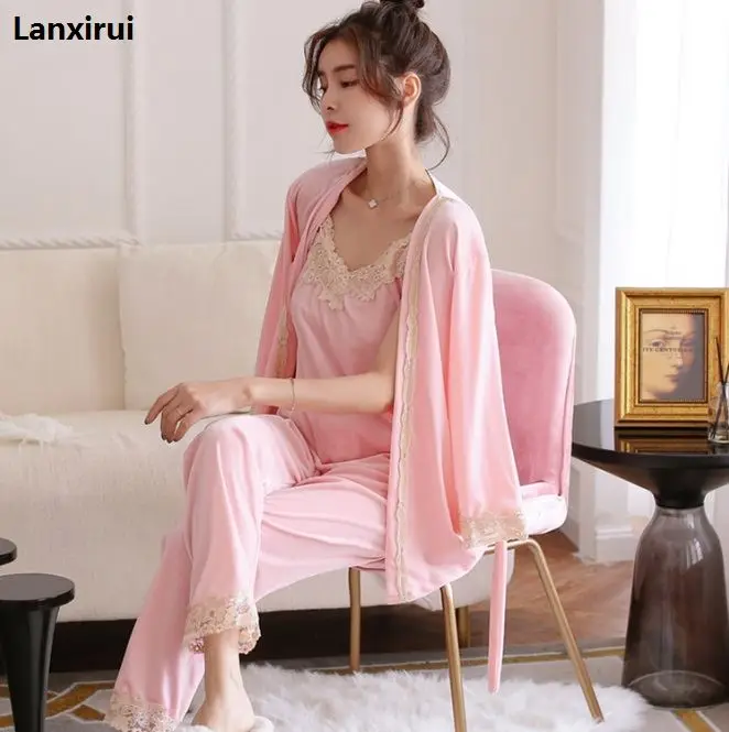 style 3 light Новая осенне-зимняя кружевная Женская пижама с v-образным вырезом, сексуальное нижнее белье, наборы, кружевная Пижама, бархатная Пижама, толстая домашняя одежда - Цвет: style 3 light