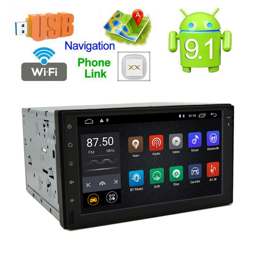 Автомобильный мультимедийный плеер Android 9 1 2 Din без DVD 7 дюймов четырехъядерный