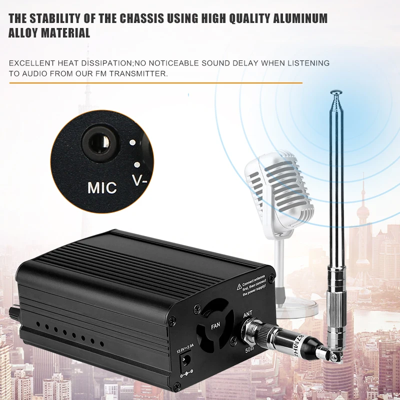 

Retekess TR509 Wireless FM Broadcast Transmitter Stereo Radio Station Campus Amplifier Dual Mode For Drive-in Church Translation