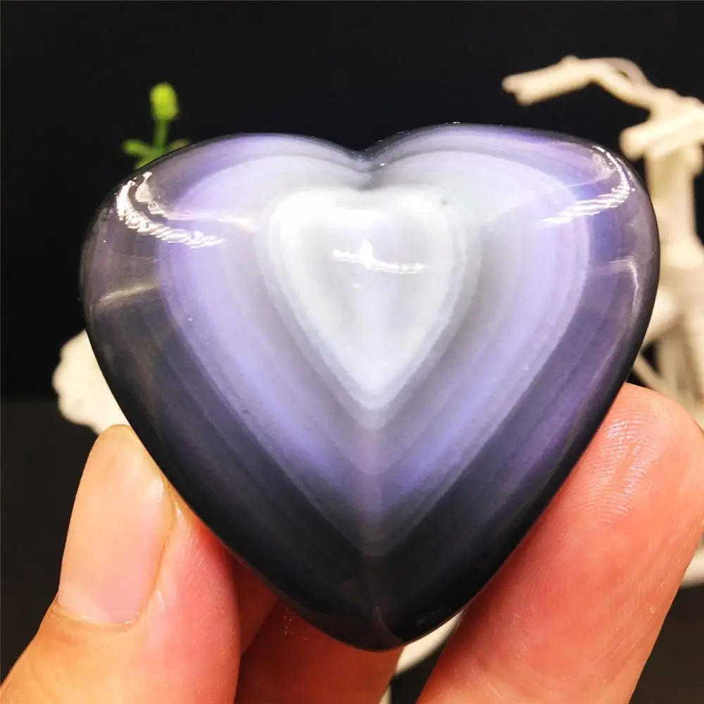 Натуральные красочные радужные обсидиановые сердца Исцеляющие кристаллы очень