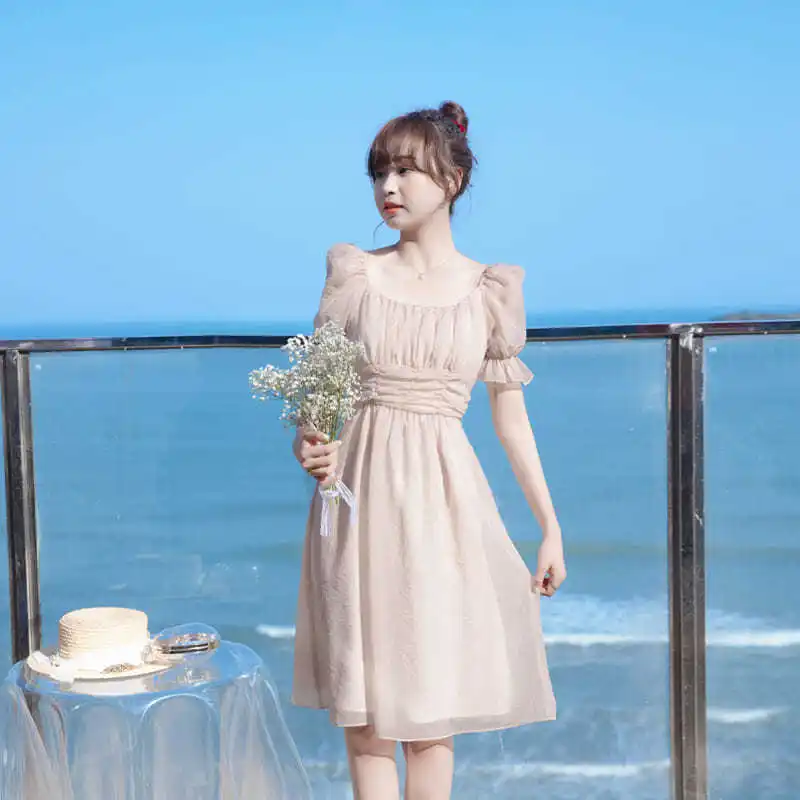 

2021 summer new women's French dress women's summer gauze fairy skirt
