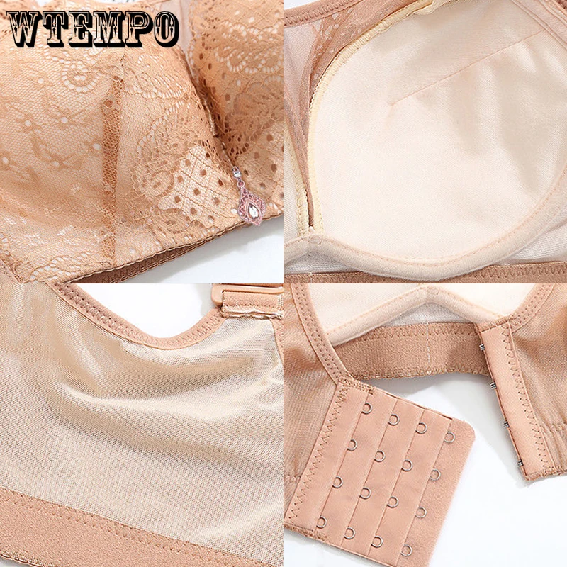 

Plus Size Push Up Bra Lace Sexy Seamless Underwear Women Wide Straps Floral Lingerie Brassiere Wireless Soft Bralette Tube Top