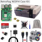 Raspberry Pi 4 комплект чехол NESPi4 + адаптер питания + TF карта + геймпады + кабель HDMI-совместимый + теплоотвод для Raspberry Pi 4 Модель B