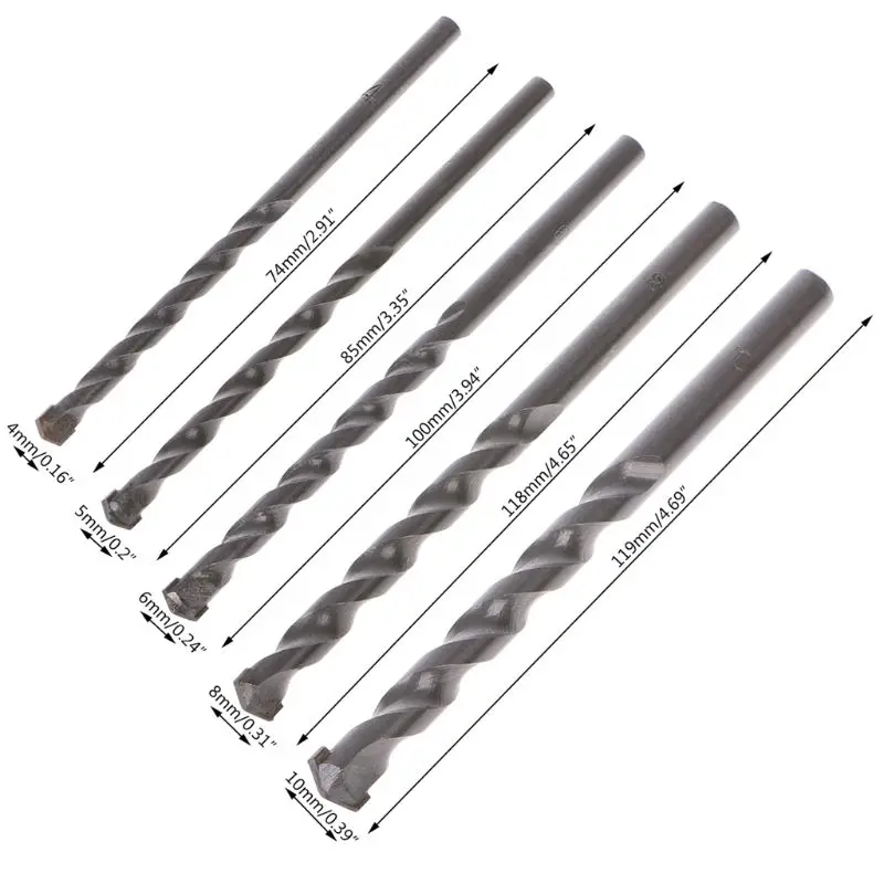 

Tungsten Carbide Drill Bit Masonry Tipped Concrete Drilling 4/5/6/8/10mm Power Tool Accessories