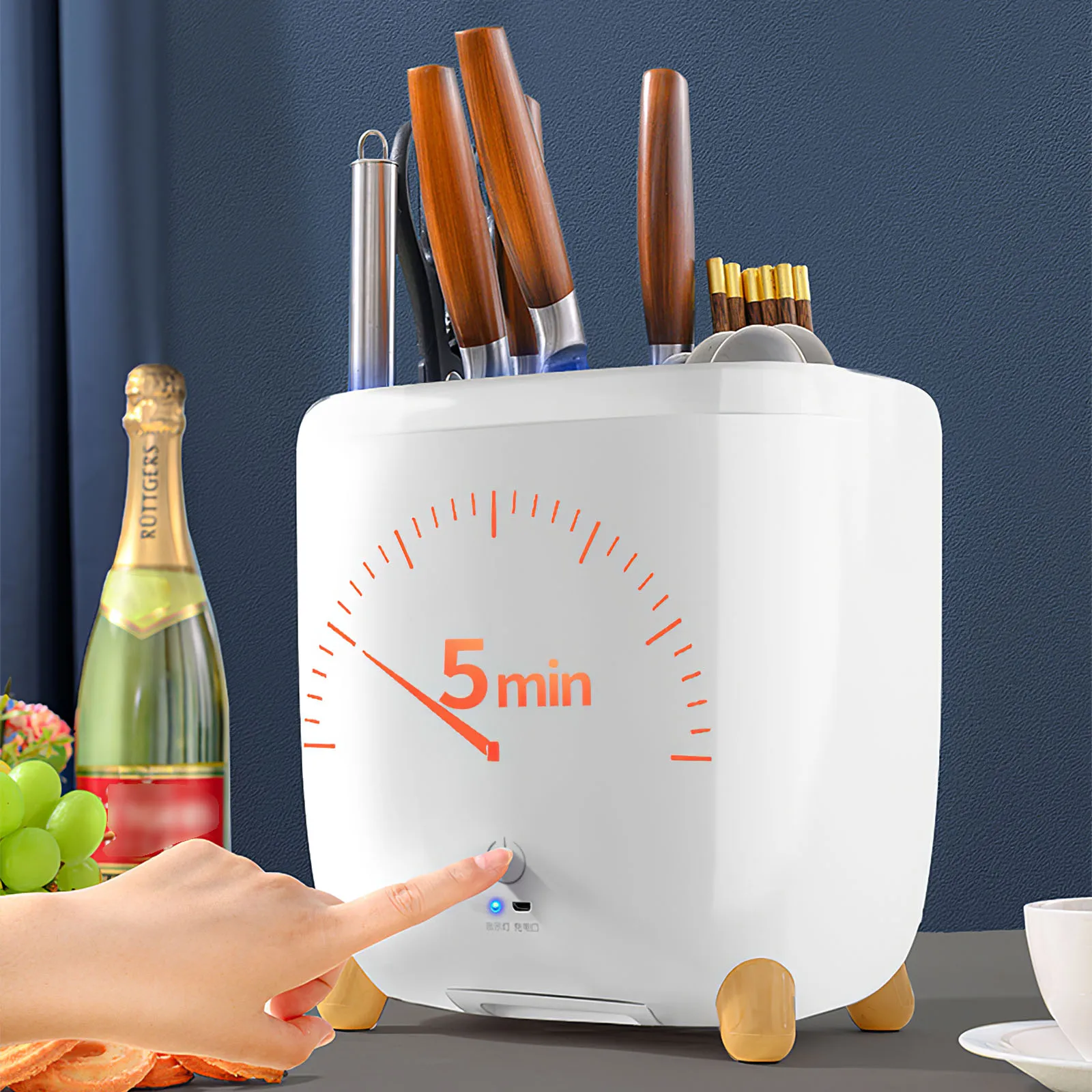 

Knife Storage Utensil Holder Organizer for Scissors Utensil Cleaver UV Sterilization Knife Holder Chopsticks Storage Box