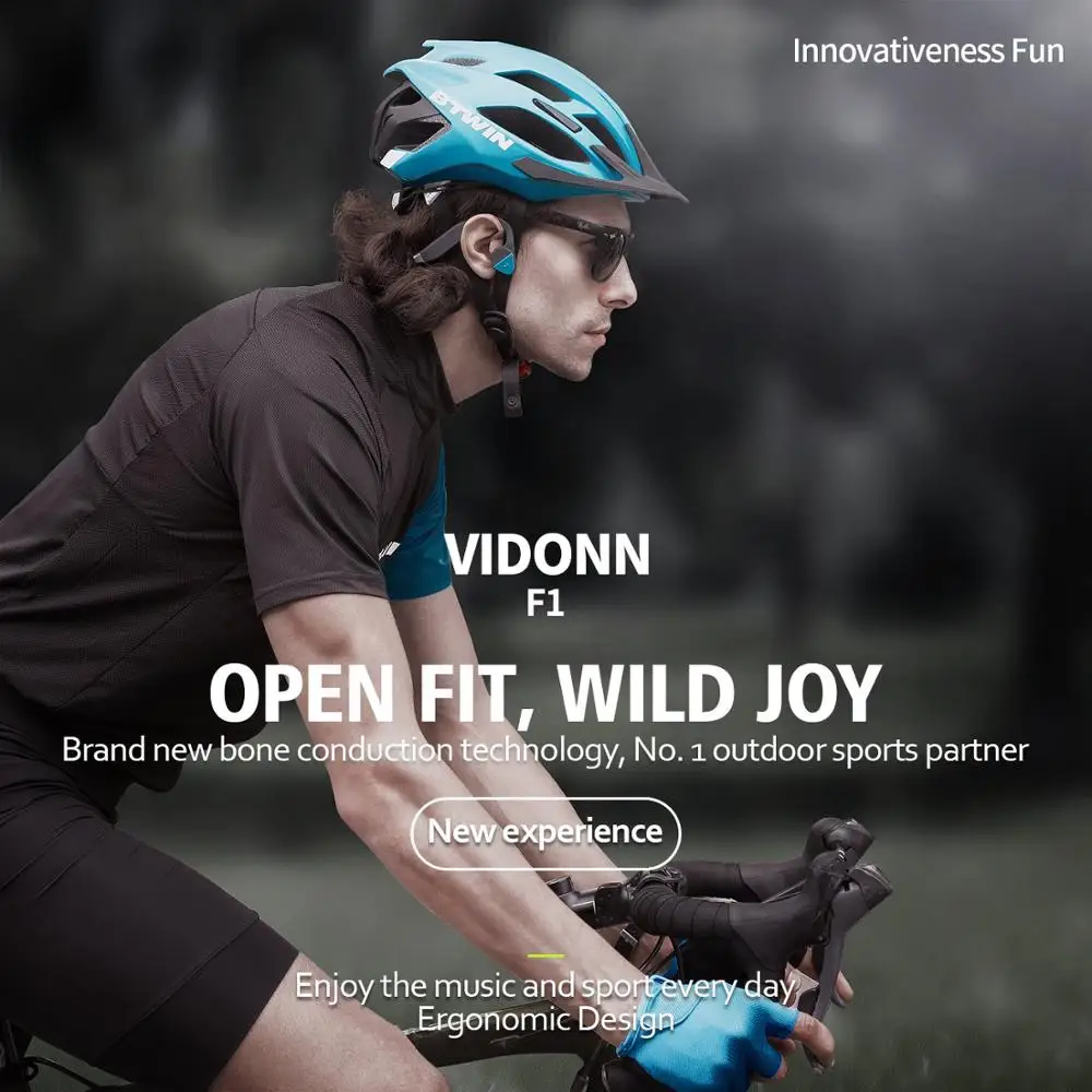 Vidonn F1, беспроводные наушники с костной проводимостью, HiFi, Bluetooth, микрофон, с шумоподавлением, водонепроницаемые, с шейным ремешком, спортивные наушники для бега