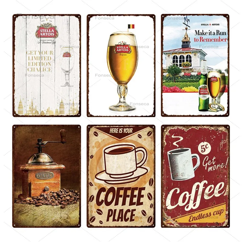 Металлическая тарелка для пива в бельгийском стиле оловянные знаки кофе