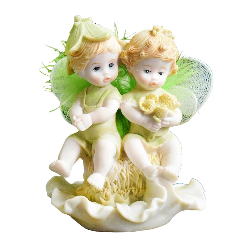 

Home Decor Green Yellow Fairy Doll Baby Ornament Home Decoration Cute Gift Fairy Garden Miniatures Home Decoration Accessories
