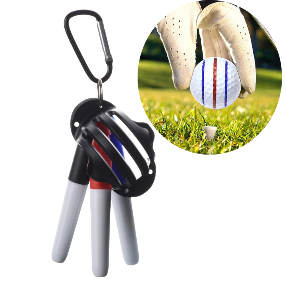 Triple Track 3 Line Alignment Marker Stencil Plastic Golf Ball Line Drawing Tool With Outdoor Hook