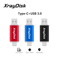xraydisk usb c type c flash drive 32gb 64gb 128gb 256gb 2 in 1 otg usb 3 0 thumb drive memory stick with external storage data