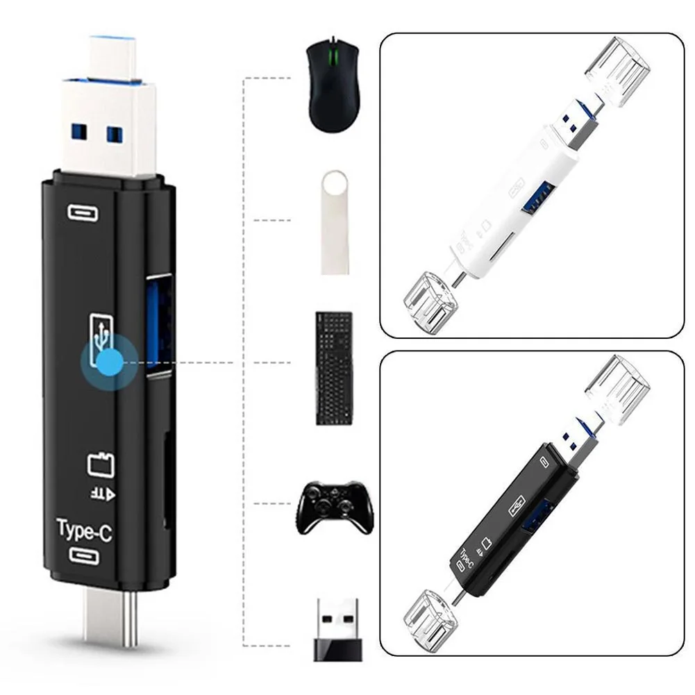 5 в 1 USB 3 0 Type-C Micro OTG кардридер Универсальный TF/SD телефонные удлинители головки