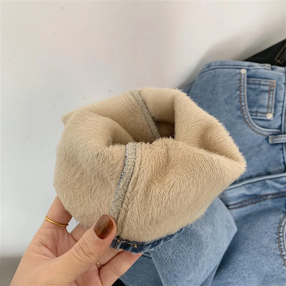 

Jeans Women All-match Loose College Ulzzang Straight Simple Plus Velvet Oversize Leisure Winter High Waist Chic Comfortable New