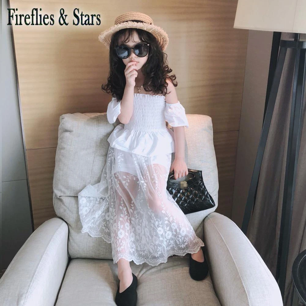 Летний комплект из 2 предметов для девочек детская Блузка + юбка Детский костюм