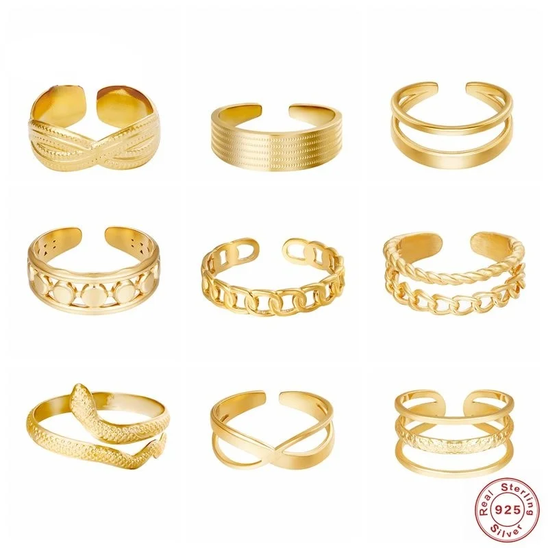 

2021 New Sterling Silver Niche Retro Luxury Index Finger Open Ring for Women Wedding Engagement Jewelry Rings Rings for Women