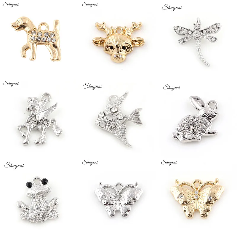 

20 шт. винтажные прозрачные стразы, искусственная бабочка, собака, стрекоза, подвеска для фотографий