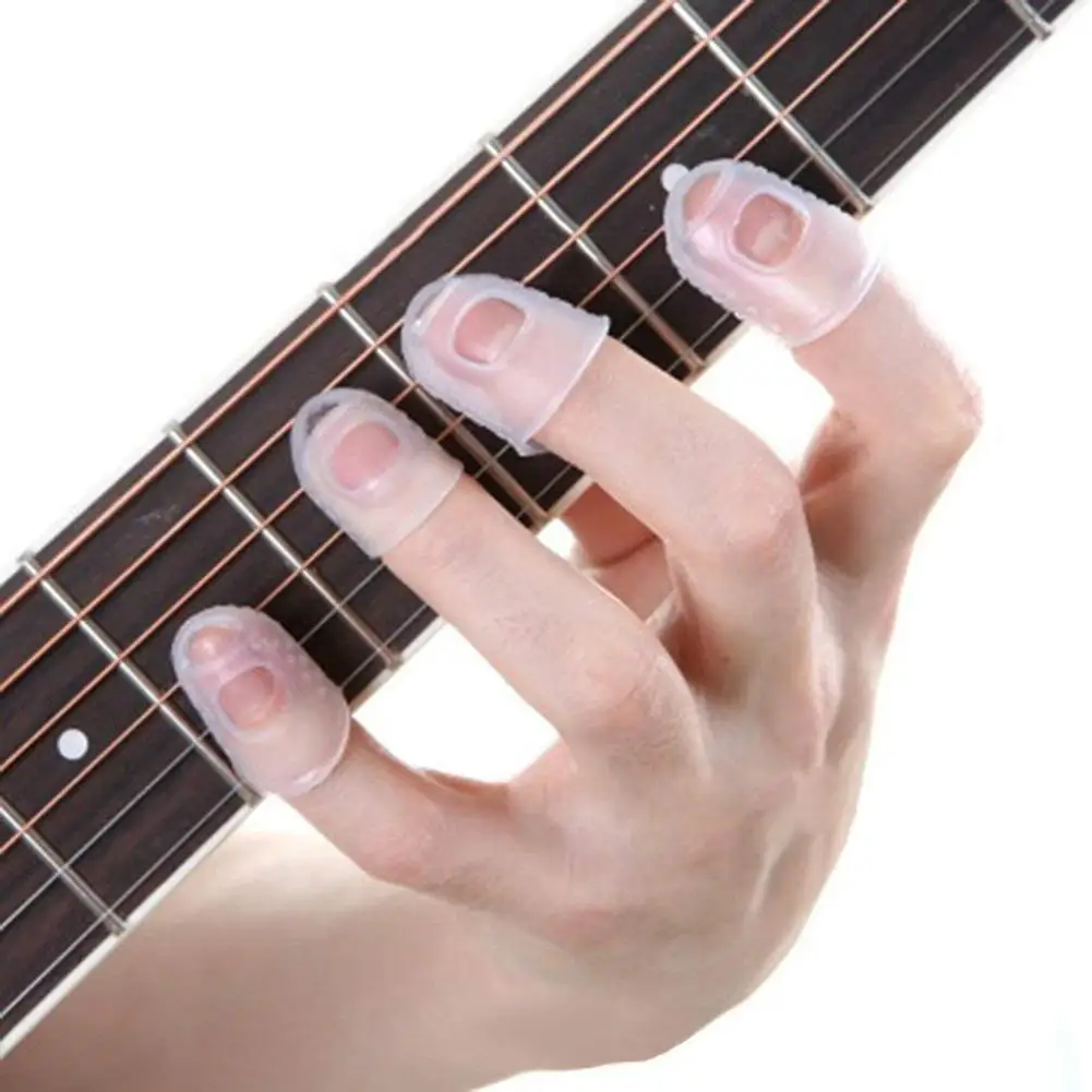 

5pcs Guitar Fingertip Protection Silicone Finger Cover Anti-slip Guards Antipain Fingerstall Ukulele Guitars Press Accessories