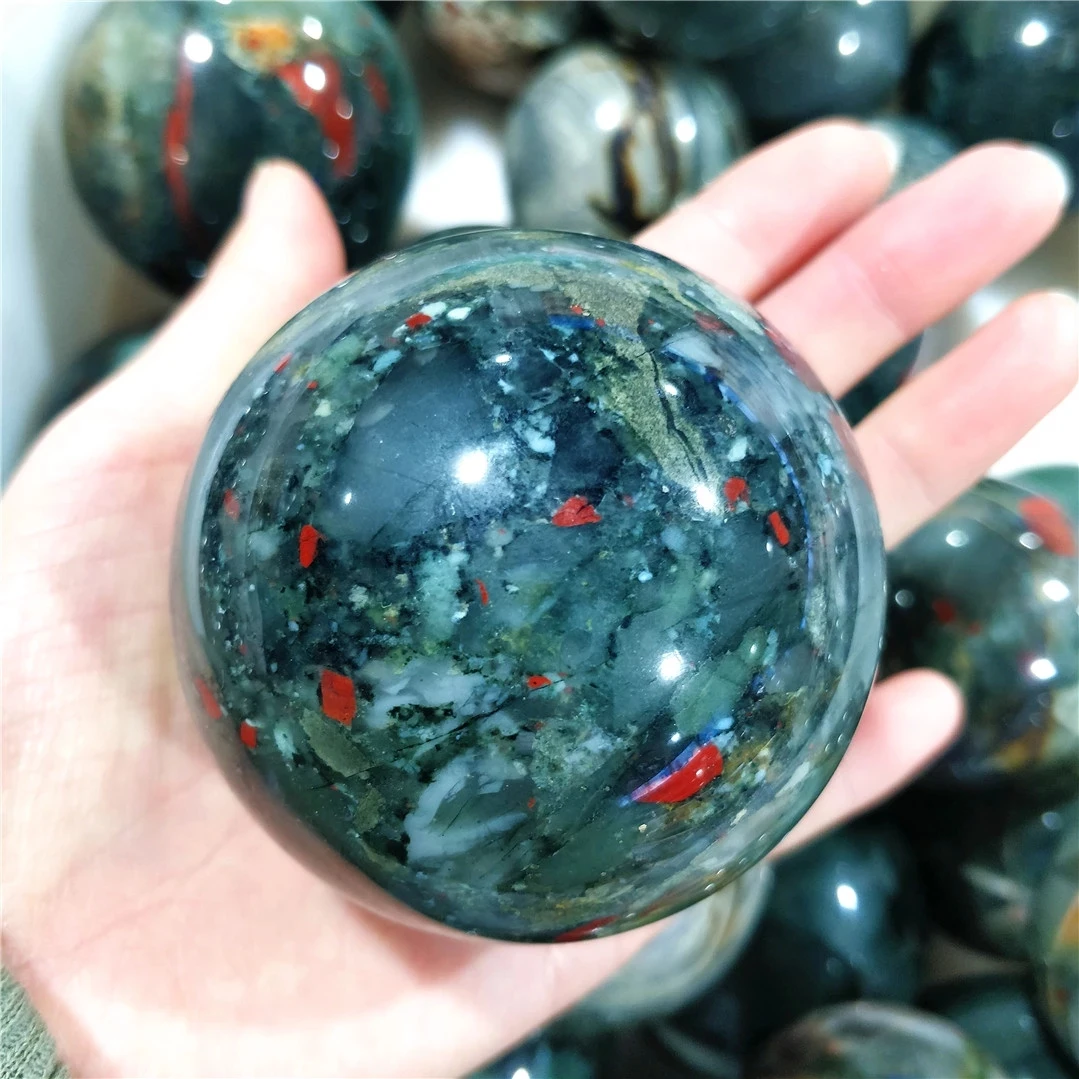 

High Quality Hot Sell Natural African Bloodstone Ball Tumbled Spheres Reiki Crystals And Stones Healing Feng Shui Ornament LU