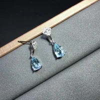 fine jewelry 925 sterling silver inlaid natural aquamarine female new earrings ear studs luxury support test
