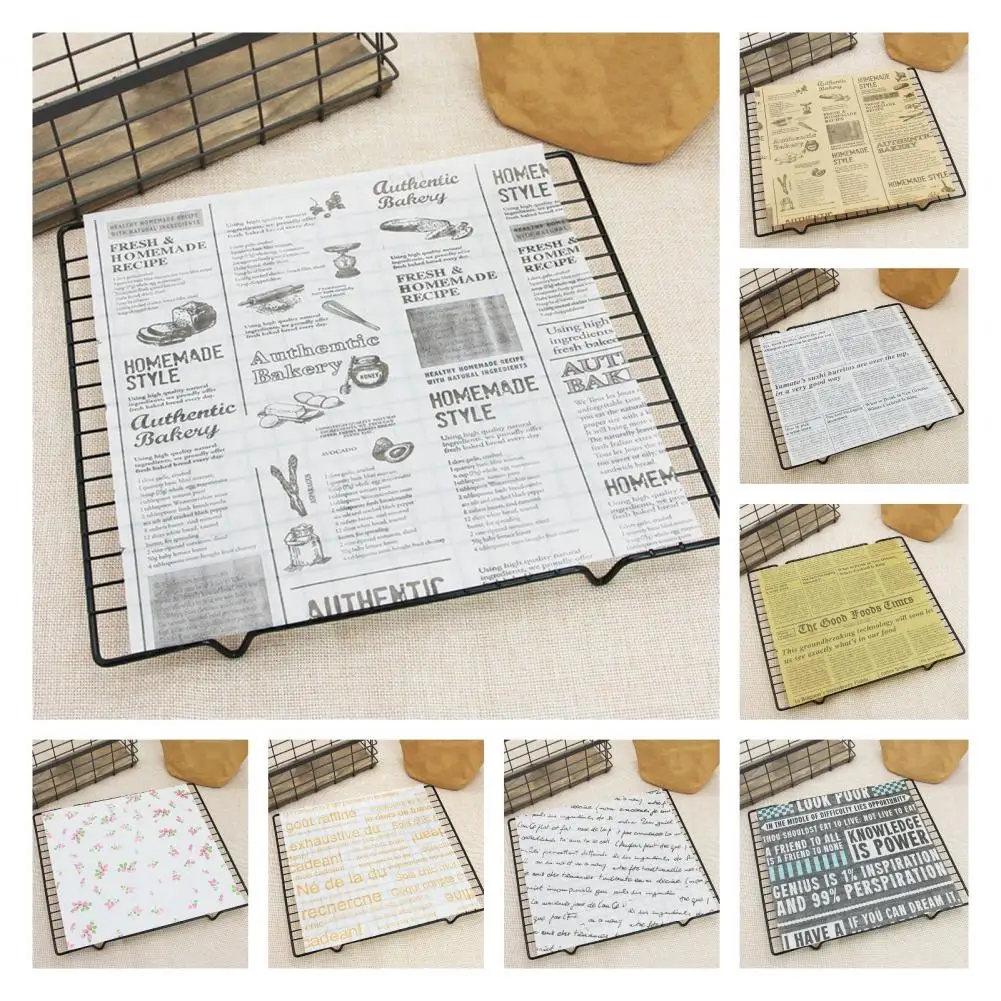 50Pcs/Set Practical Oil-proof Paper Decorative Easy Cut Food Word Pattern Baking Package Wrappers for Home Creative Burger - купить по