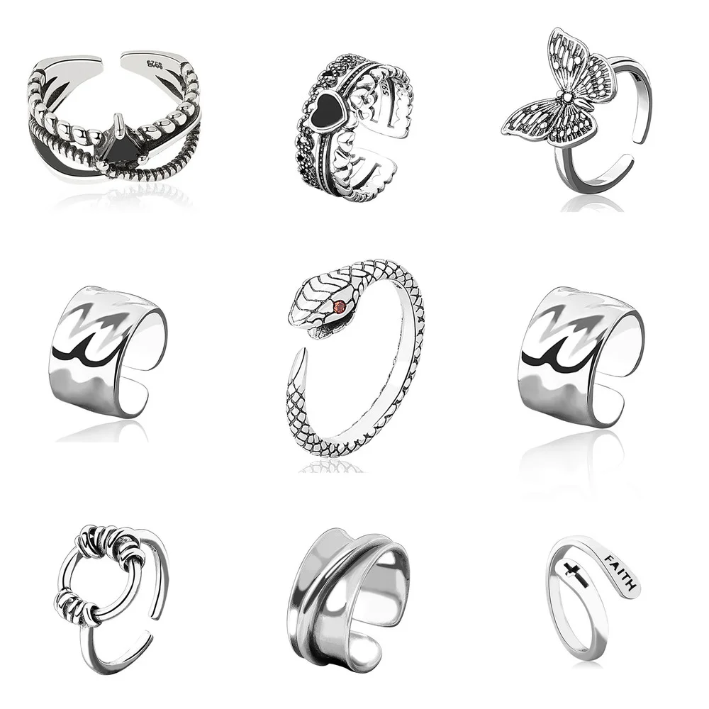 

Unusual Snake Finger Rings For Women Vintage Boho Adjustable silver color Simple Punk Rings Girls Party Wedding gothic Jewelry