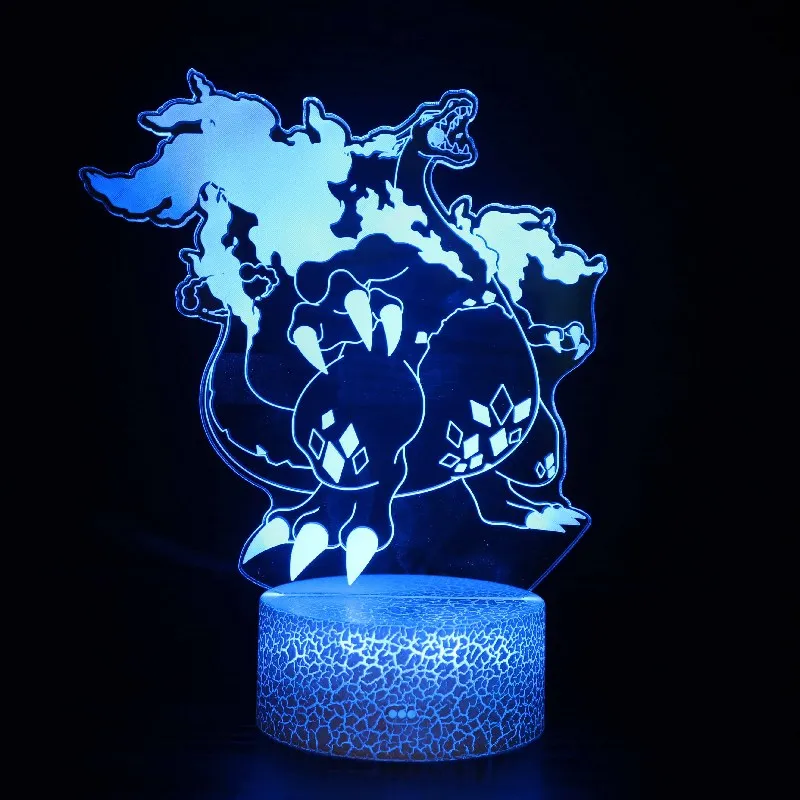 Pokemon Charizard Gigantamax 3D Night Lights Mega Led Pocket Monster Pikachu Cute Lamp Set Visual Lighting Decoration Lampara