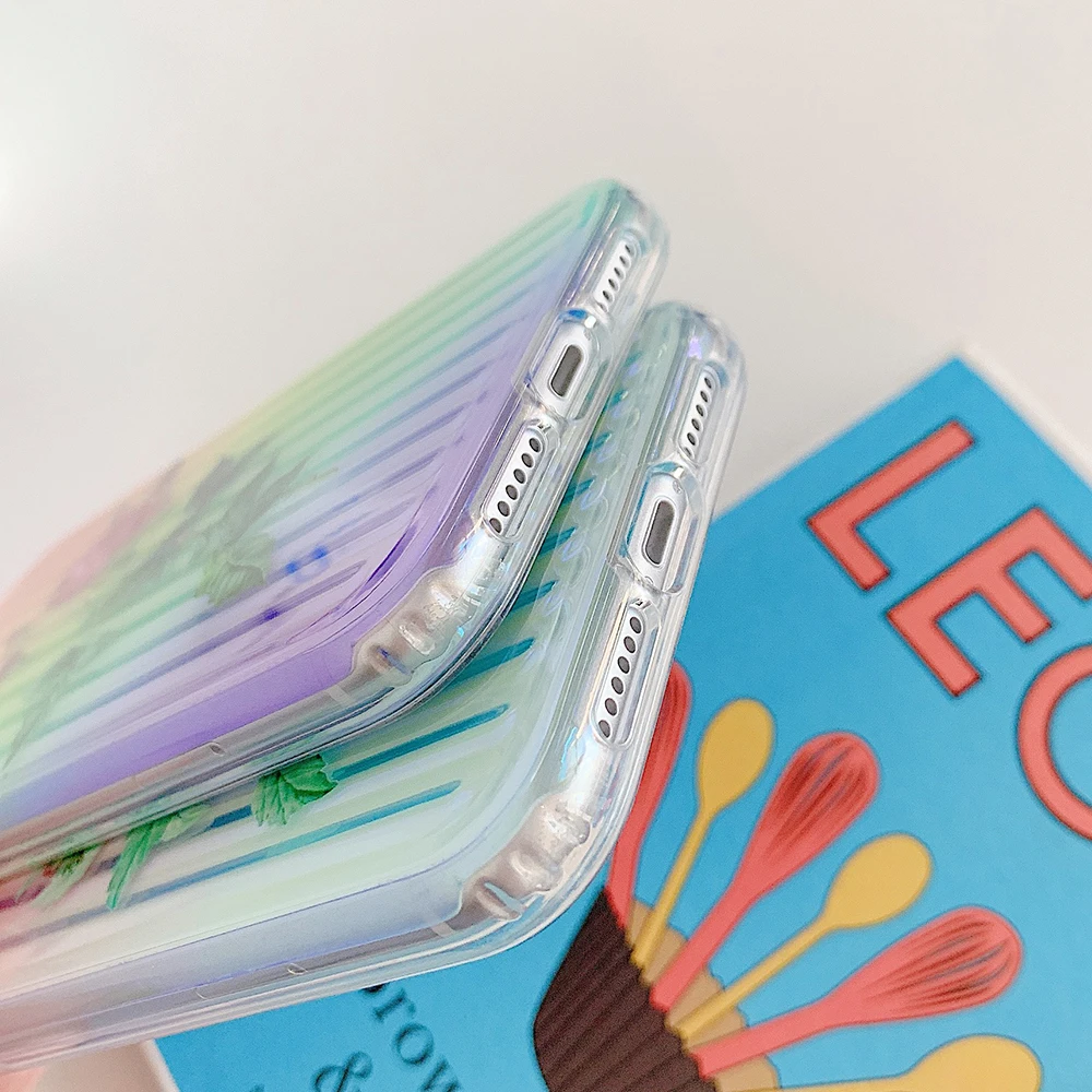 Чехол для телефона LOVECOM с лазерным градиентом цвета розы Лист iPhone 11 Pro Max XR X XS 7 8 Plus