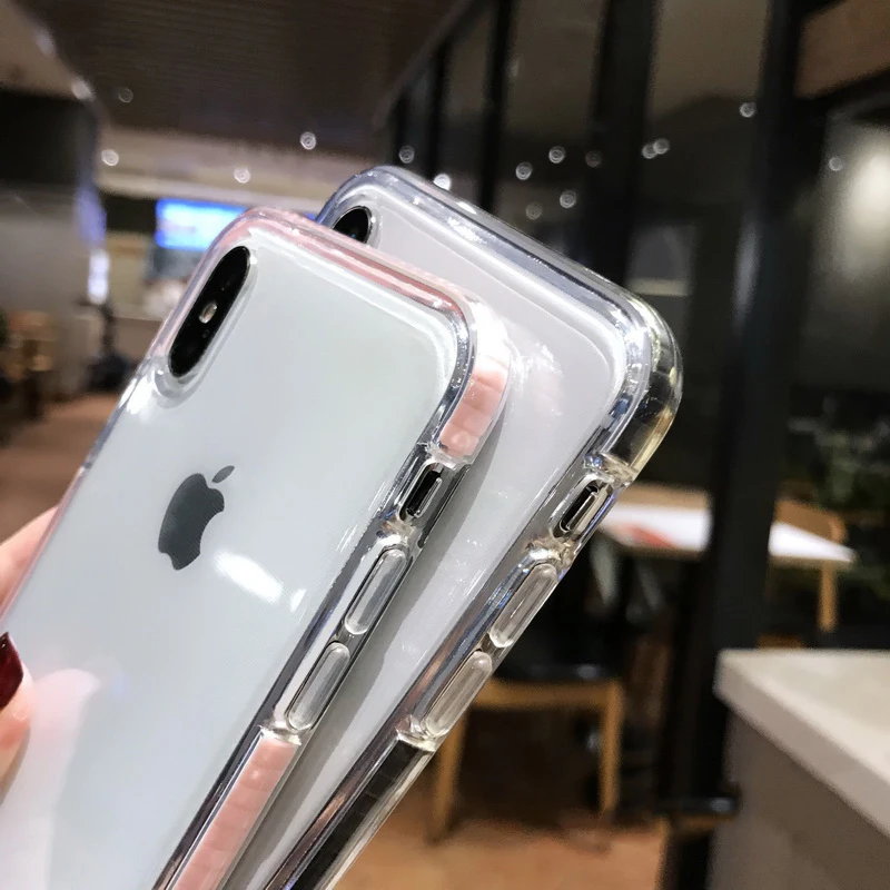 Цветная прозрачная задняя крышка для iPhone X XR XS MAX 10 7 8 6s 6 Plus прозрачный двухслойный