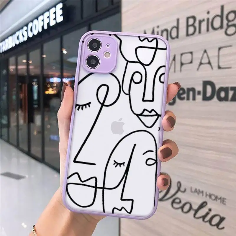 

Abstract art painting Phone Case For iPhone 12 11 Mini Pro XR XS Max 7 8 Plus X Matte transparent Purple Back Cover