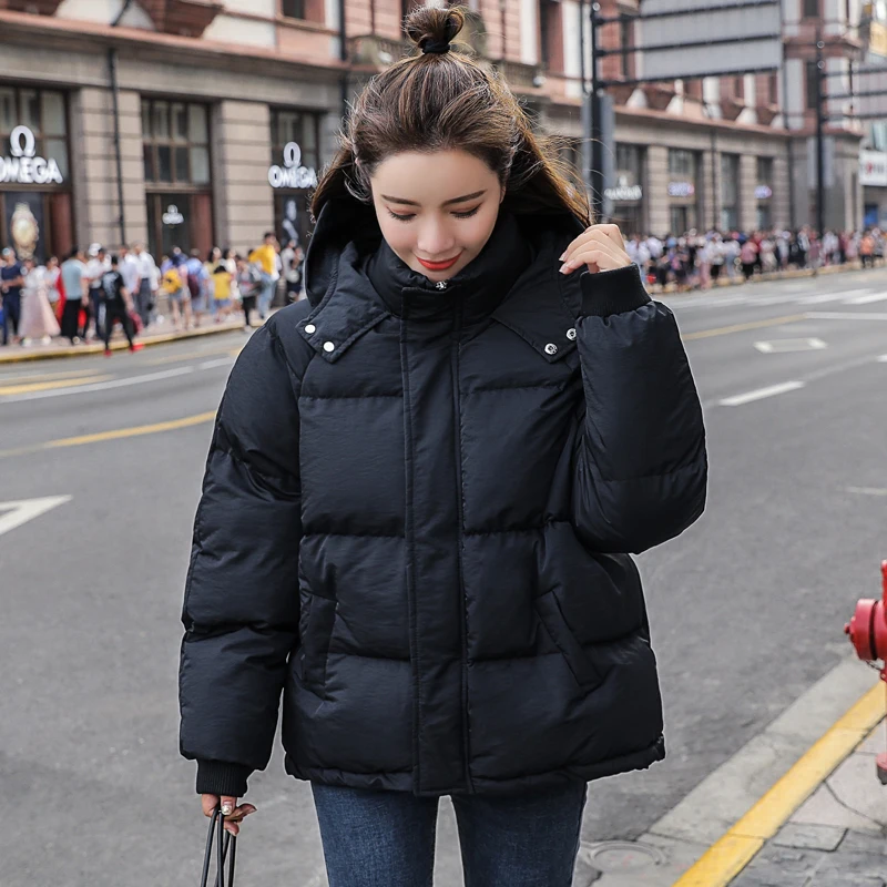 Зимняя пуховая парка с капюшоном, пальто, новинка, женская пуховая хлопковая куртка, пальто, женские теплые свободные пальто с хлопковой подкладкой, женское короткое пальто