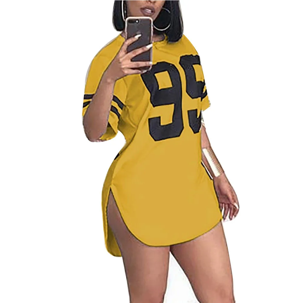 Платье-футболка женское повседневное с принтом элегантная одежда большим