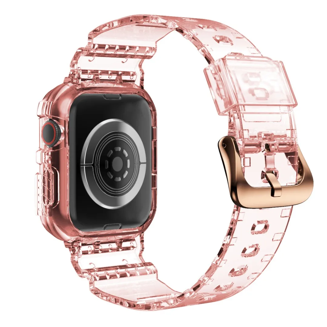Прозрачный ремешок для iWatch Apple Watch Series 6 5 4 3 40/44 мм модный ТПЭ прозрачный чехол