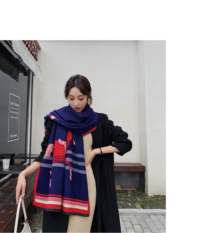 Роскошный зимний кашемировый шарф для женщин с животным принтом, Пашмина шаль, хиджаб, шарфы, длинные шали и накидки, шейные шарфы для женщин