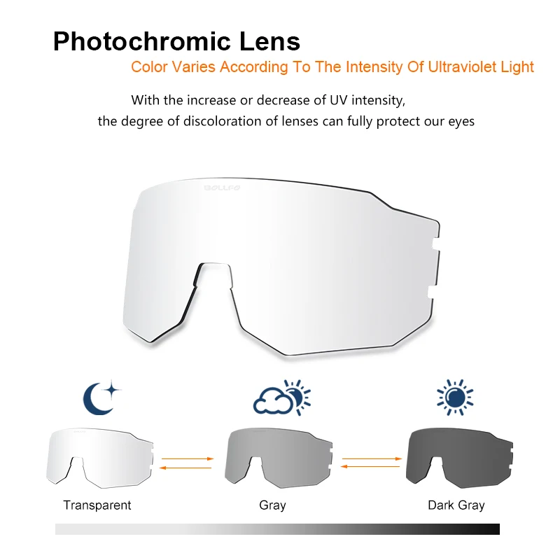 Фотохромные велосипедные солнцезащитные очки для мужчин 100% защиты от УФ-лучей, ветрозащитные очки для велоспорта на открытом воздухе, чехол для очков в комплекте.