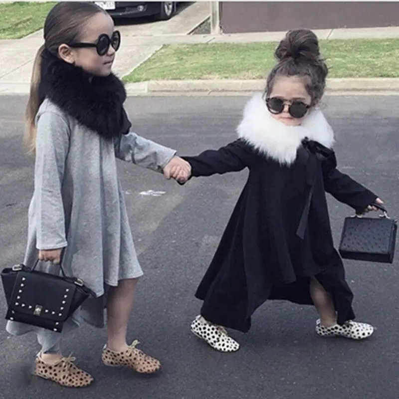 2019 осенняя одежда для маленьких девочек Детские повседневные платья с рукавами