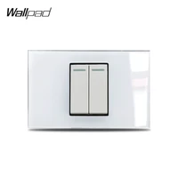 2 gang au us on off light switch wallpad l3 white glass panel 11875mm 2 push button 1 2 way stair switch plate interruptores