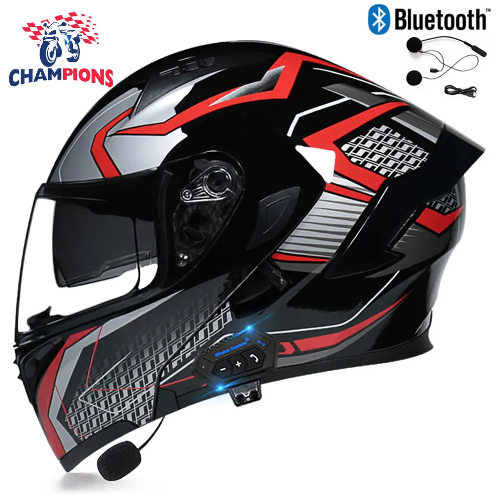 

Шлем мотоциклетный Мужской со съемной подкладкой, съемный шлем для мотокросса, с поддержкой Bluetooth, с защитой от падения, из АБС-пластика