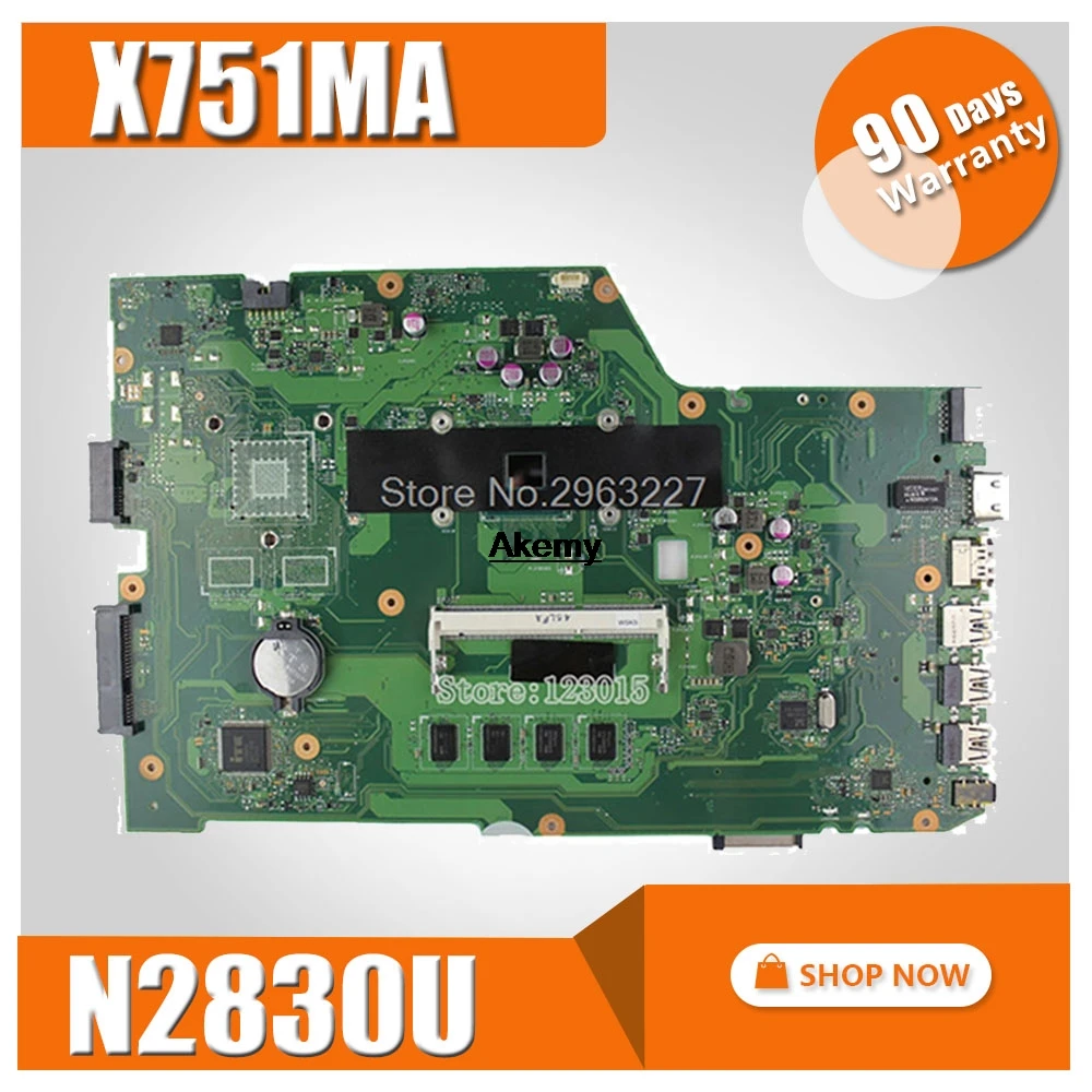 X751MA материнская плата Rev 2 0 N2830U 4G RAM для For Asus X751MD ноутбука тест материнской платы OK