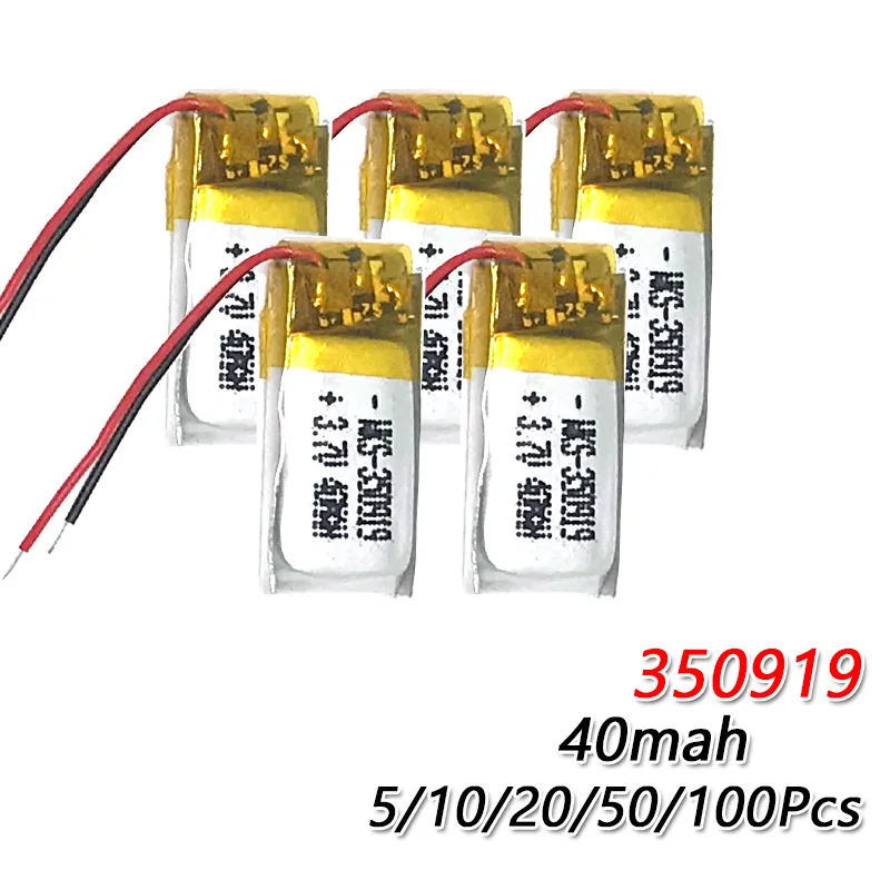 3 7 v 40mAh 350919 литий полимерный Li Po ионный аккумулятор для BT гарнитуры MP3 Массажная