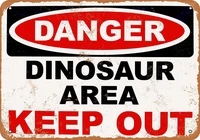 metal sign danger dinosaur area keep out vintage look reproduction