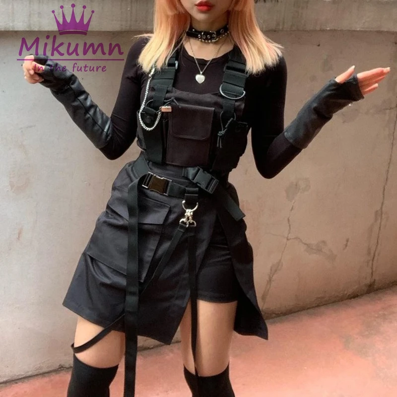 Регулируемый черный жилет в стиле хип хоп уличная одежда повседневная поясная