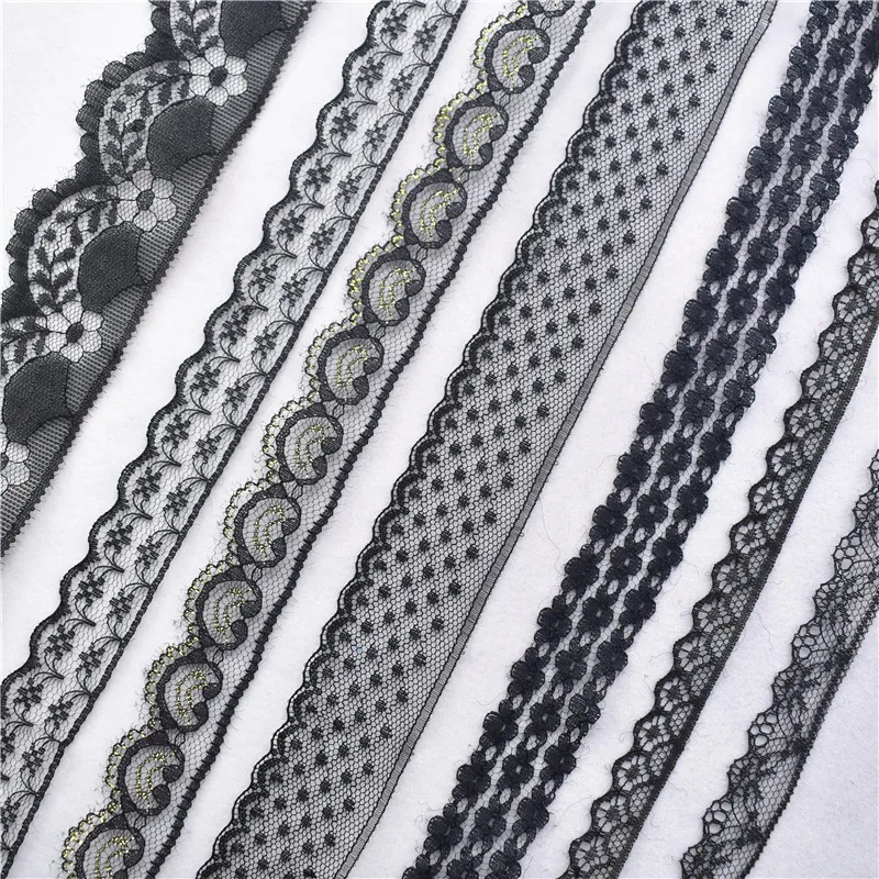 10 ярдов черная африканская кружевная ткань ленты для рукоделия 14-45 мм DIY Швейные