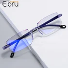 Очки Elbru без оправы для мужчин и женщин, Классические близорукие очки в деловом стиле с защитой от синего света, с диоптриями от-1,0 до-4,0