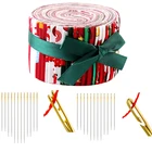 Dailylike Желейная рулонная ткань 60 шт. рулонная хлопчатобумажная ткань полоски для квилтинга, Рождественская ткань для пэчворка + швейная игла