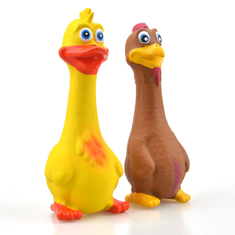 

Screaming Chicken Hot Sell Pets Dog Cats Toys Squeeze Squeaky Sound Funny Toy Safety Rubber For Dogs Molar Chew Toys