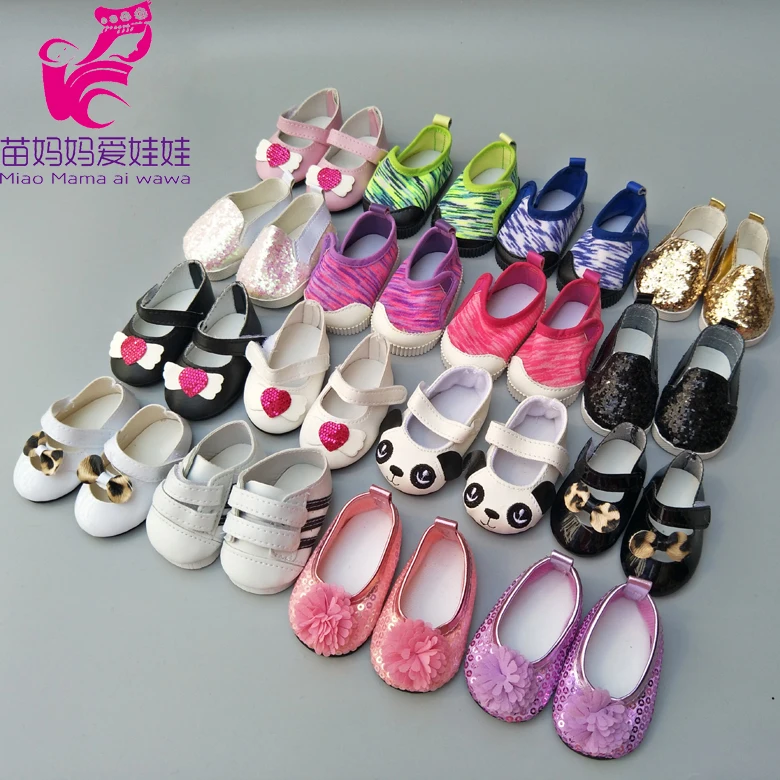 Подходит для куклы Bebe 43 см черные белые принтованные фиолетовые туфли 18 дюймов