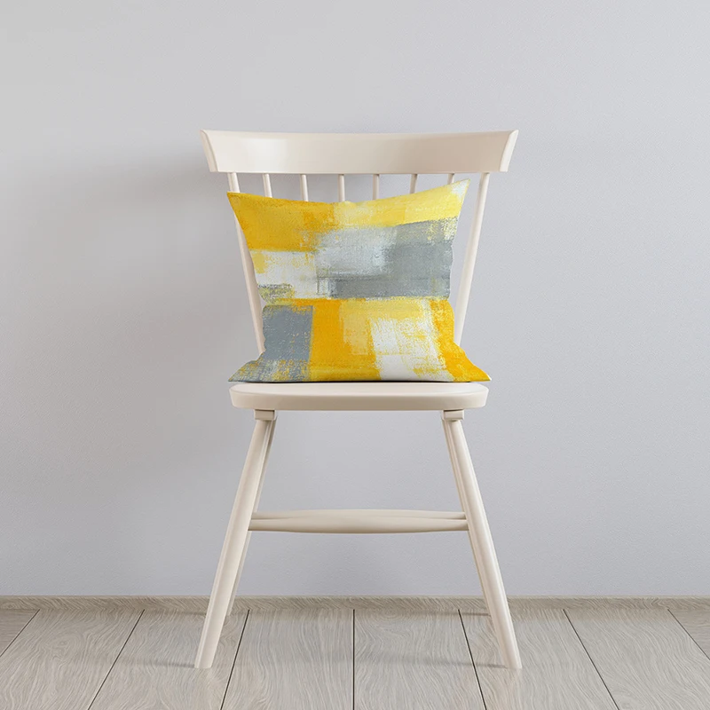 

New Hot Geometric Yellow Pillowcase Decorative Cushion For Sofa DIY Printed Pillow Chair Car Cushion All-match Home Decoration