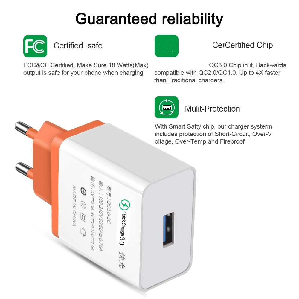 QC 3 0 USB зарядное устройство Quick charge для iphone Samsung Xiaomi Huawei адаптер ЕС зарядки